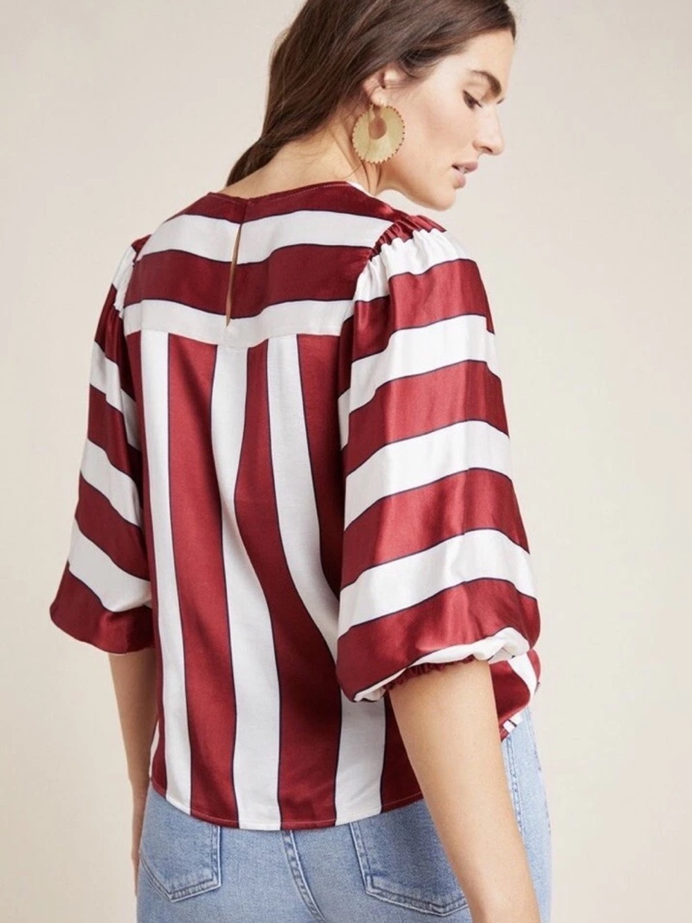 Maeve Maria striped blouse with balloon sleeves. Sz. 4 - Picture 4 of 13